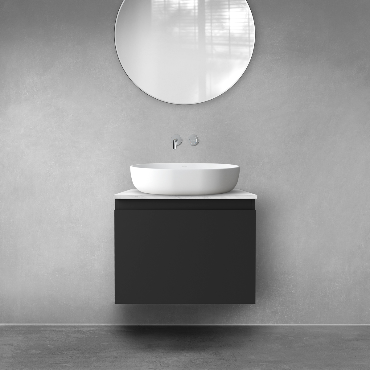 Darmowa Dostawa - Szafka z blatem 60x45.6x48.6 cm podumywalkowa wisząca czarna Oltens Vernal 68710300