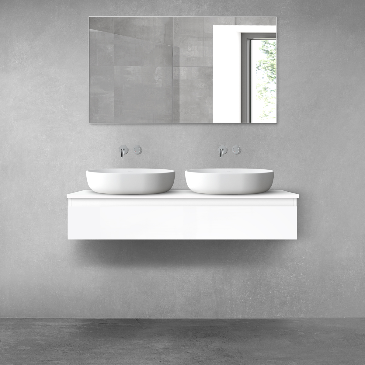 Darmowa Dostawa - Szafka z blatem 120x46.4x25.2 cm podumywalkowa wisząca biała Oltens Vernal 68128000