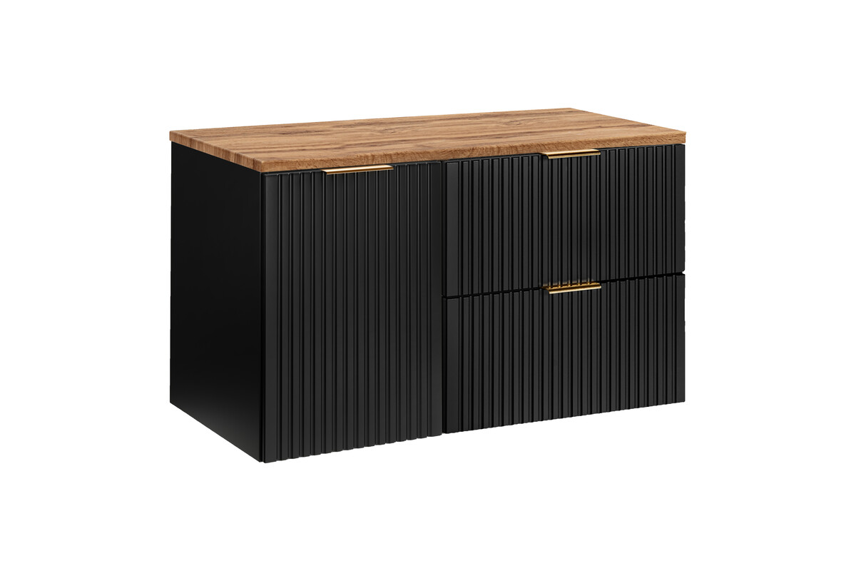 Darmowa Dostawa - Szafka z blatem 100x46x59.2 cm podumywalkowa wisząca czarna-dąb Comad Adel Black SETADBBWOTAN100CMLB