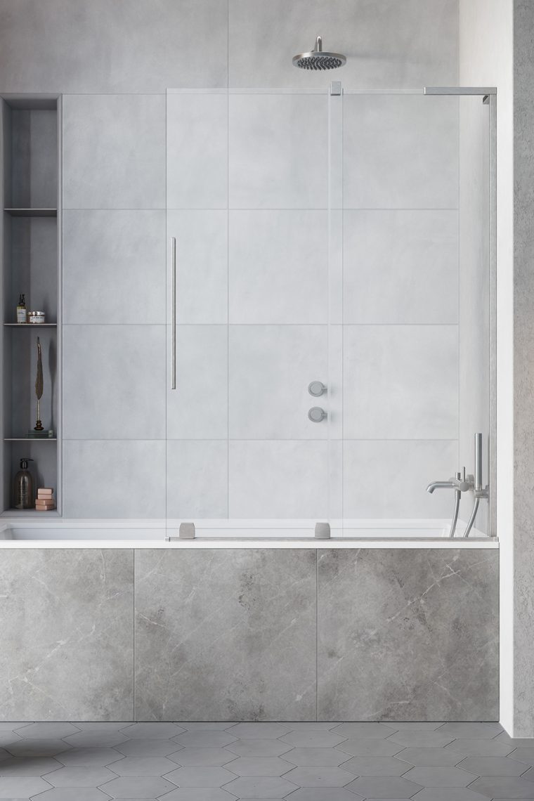 Darmowa Dostawa - Drzwi parawanu 58.8 cm 2-częściowy szczotkowany/szkło przezroczyste Radaway Furo SL Brushed Nickel PND II 103095889101R