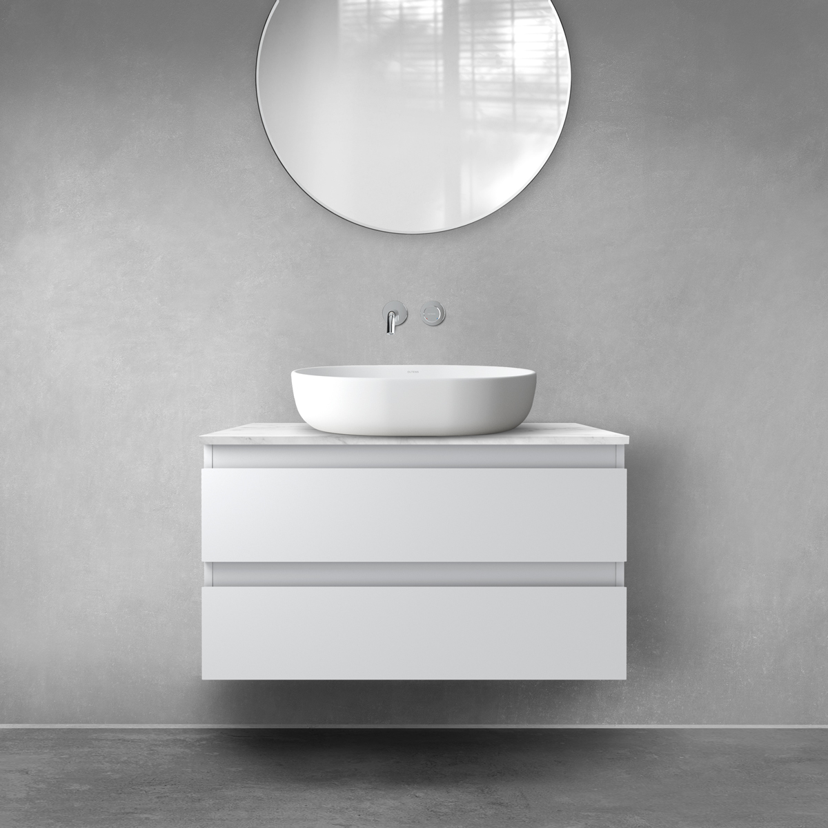 Darmowa Dostawa - Szafka z blatem 80x45.6x48.6 cm podumywalkowa wisząca szara Oltens Vernal 68723700