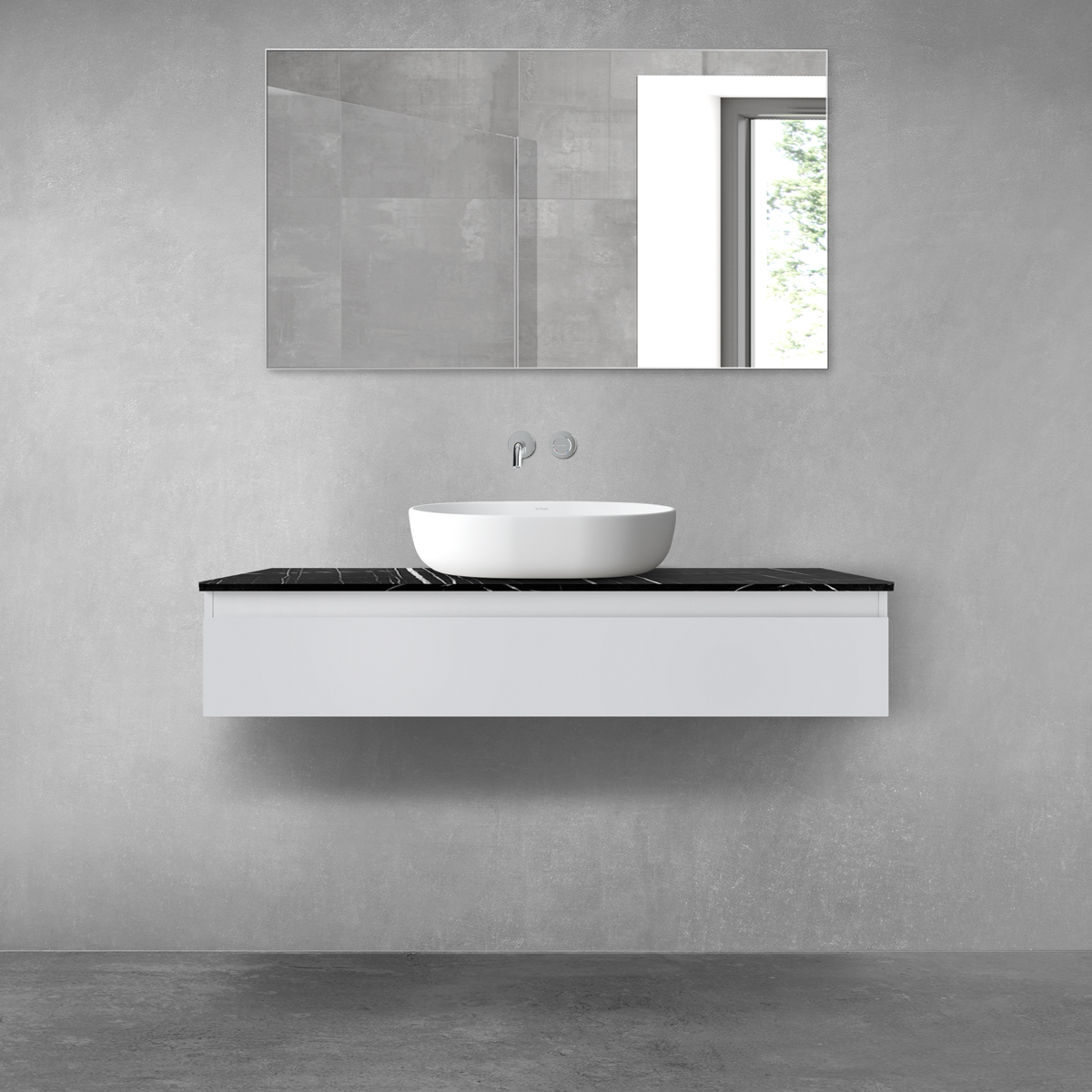 Darmowa Dostawa - Szafka z blatem 120x45.6x25.2 cm podumywalkowa wisząca czarna-szara Oltens Vernal 68717700