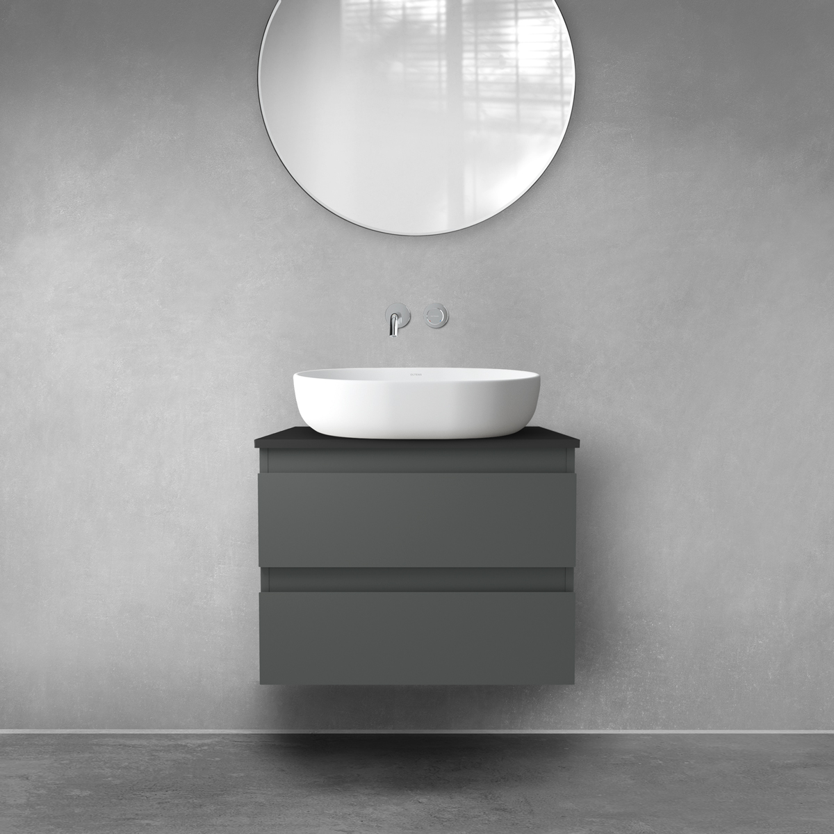 Darmowa Dostawa - Szafka z blatem 60x46.4x48.6 cm podumywalkowa wisząca czarna Oltens Vernal 68118400