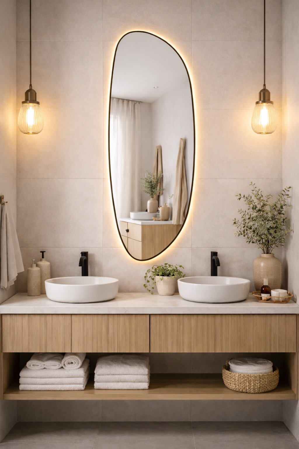 Darmowa Dostawa - Lustro 50x155 cm z oświetleniem czarny Baltica Design Stone Fluid 5904107932767