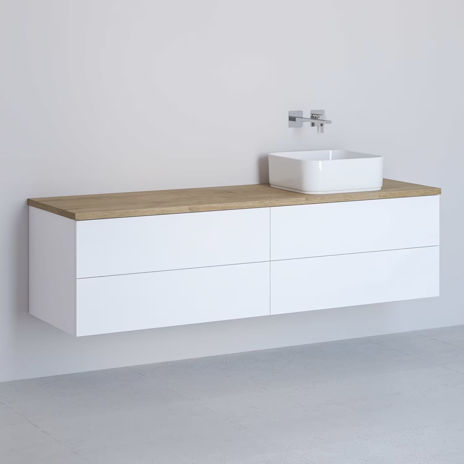 Darmowa Dostawa - Szafka z blatem 161x48.7x44.5 cm podumywalkowa wisząca biała-dąb Kronenbach Cube KBWTKOWTL1614WHGH