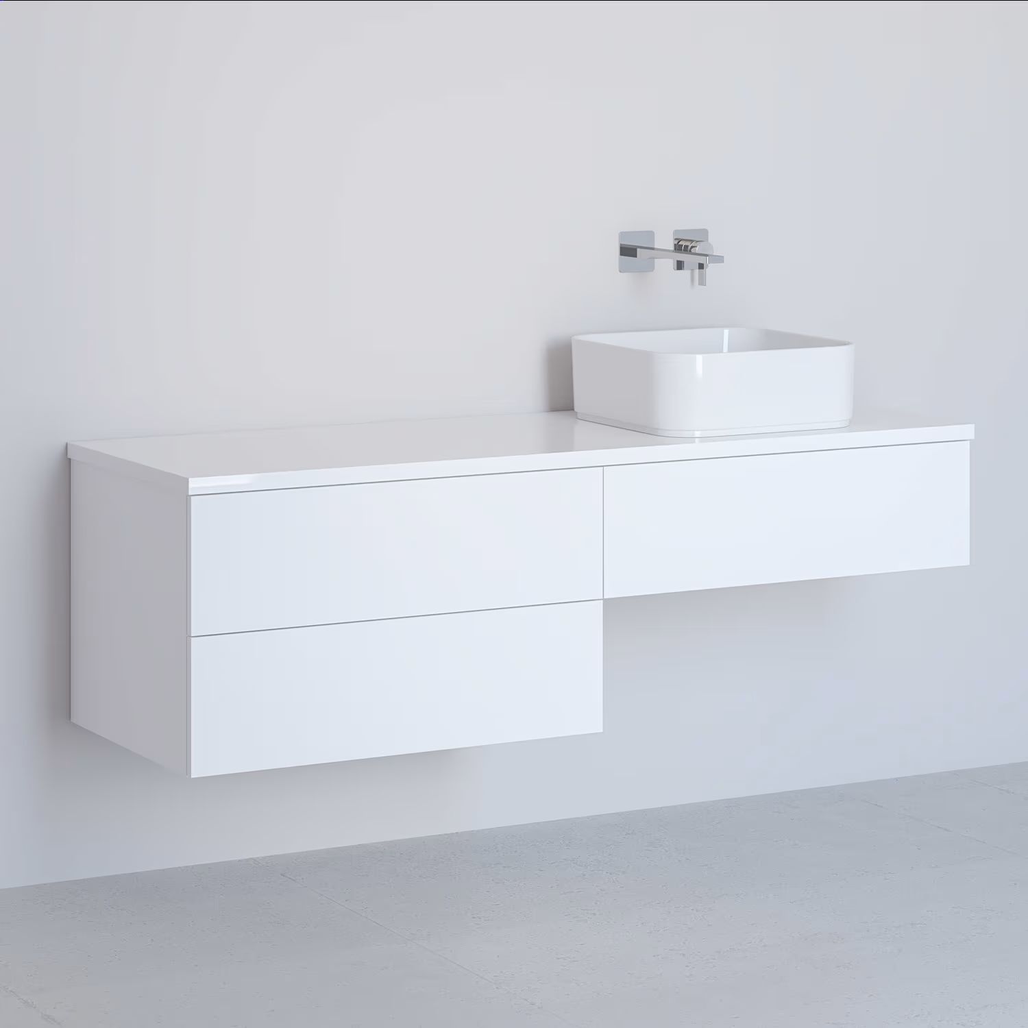 Darmowa Dostawa - Szafka z blatem 141x48.7x44.5 cm podumywalkowa wisząca biała Kronenbach Cube KBWTKOWTL1413WH