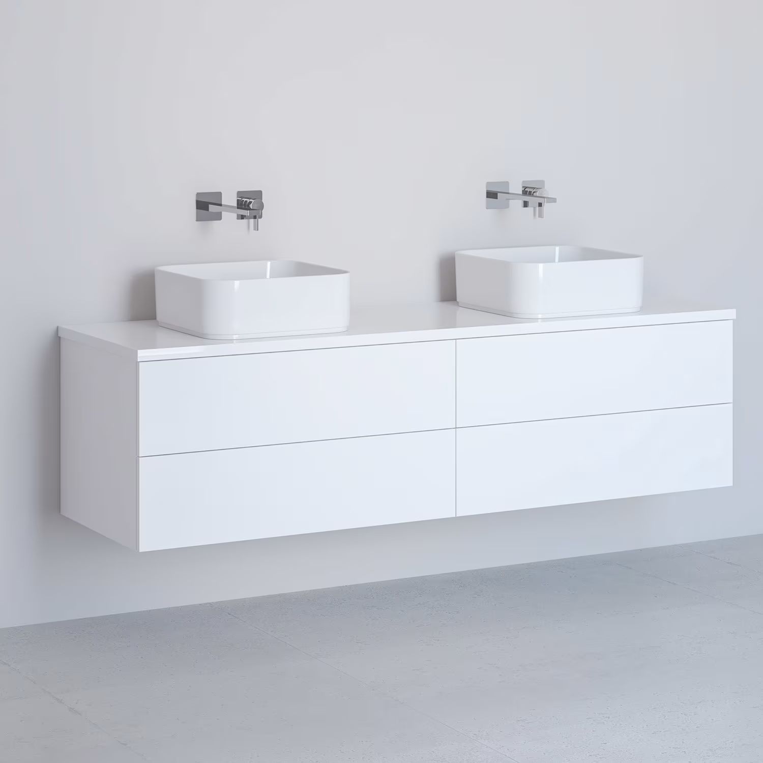 Darmowa Dostawa - Szafka z blatem 161x48.7x44.5 cm podumywalkowa wisząca biała Kronenbach Cube KBWTKOWT1614WH