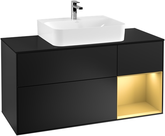 Darmowa Dostawa - Szafka 120x50.1x60.3 cm podumywalkowa wisząca czarna-złota Villeroy & Boch Finion G172HFPD