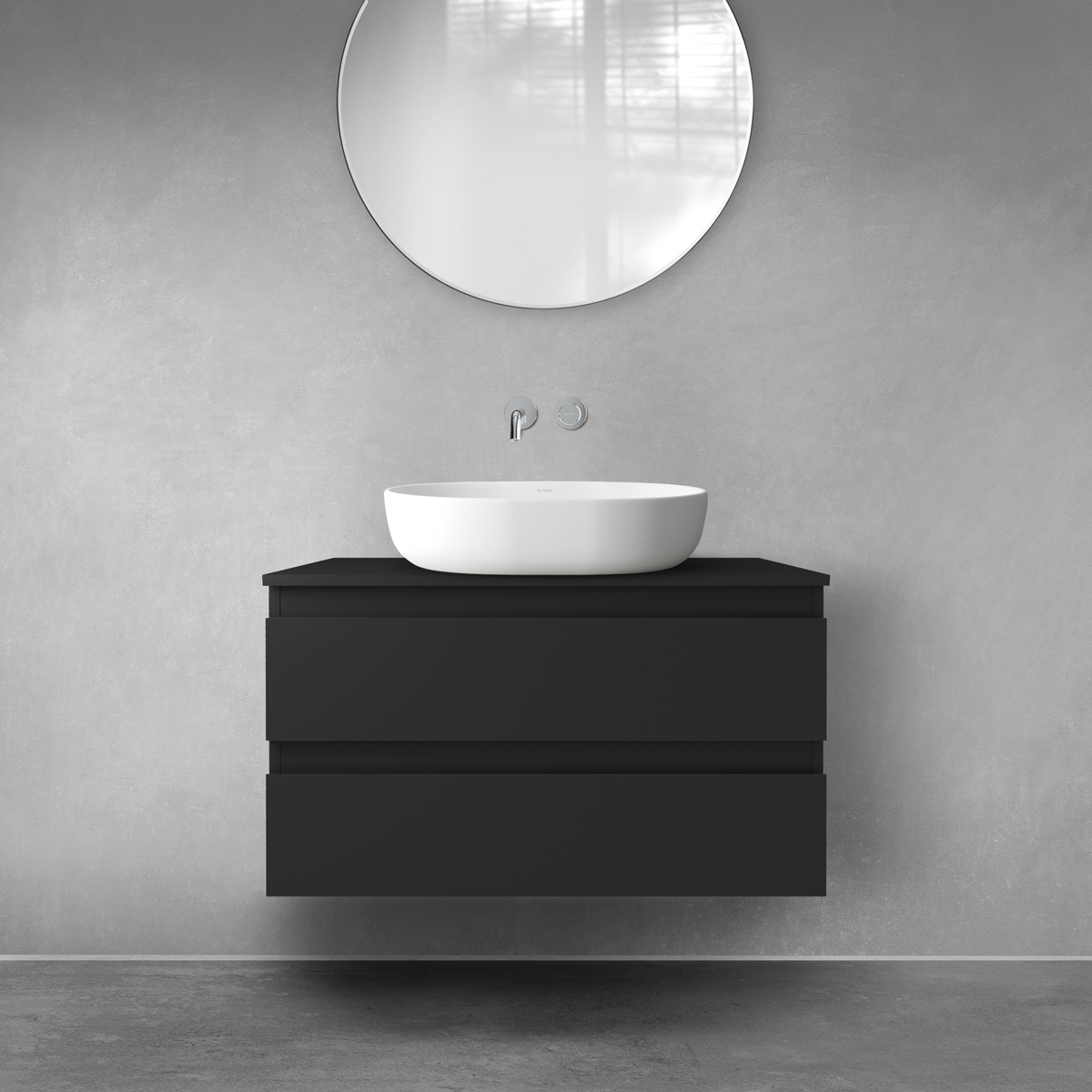 Darmowa Dostawa - Szafka z blatem 80x46.4x48.6 cm podumywalkowa wisząca czarna Oltens Vernal 68116300