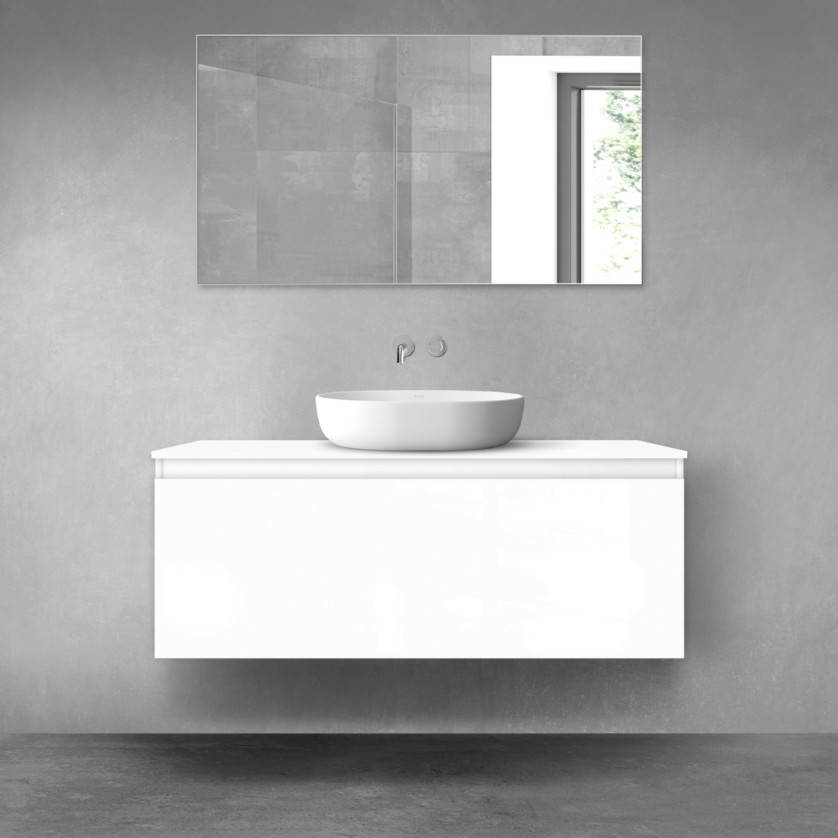 Darmowa Dostawa - Szafka z blatem 120x46.4x48.6 cm podumywalkowa wisząca biała Oltens Vernal 68129000