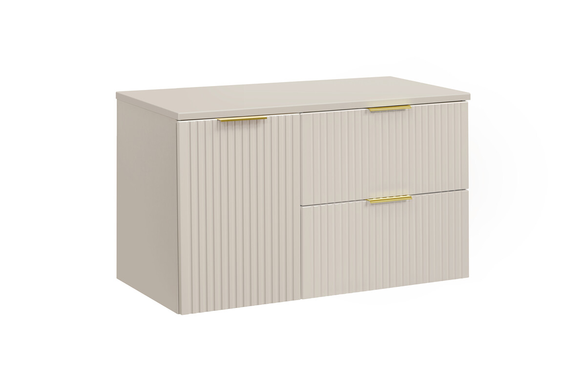 Darmowa Dostawa - Szafka z blatem 100x46x59.2 cm podumywalkowa wisząca beżowa Comad Adel Cashmere SETADCBCASHMERE100CMLB
