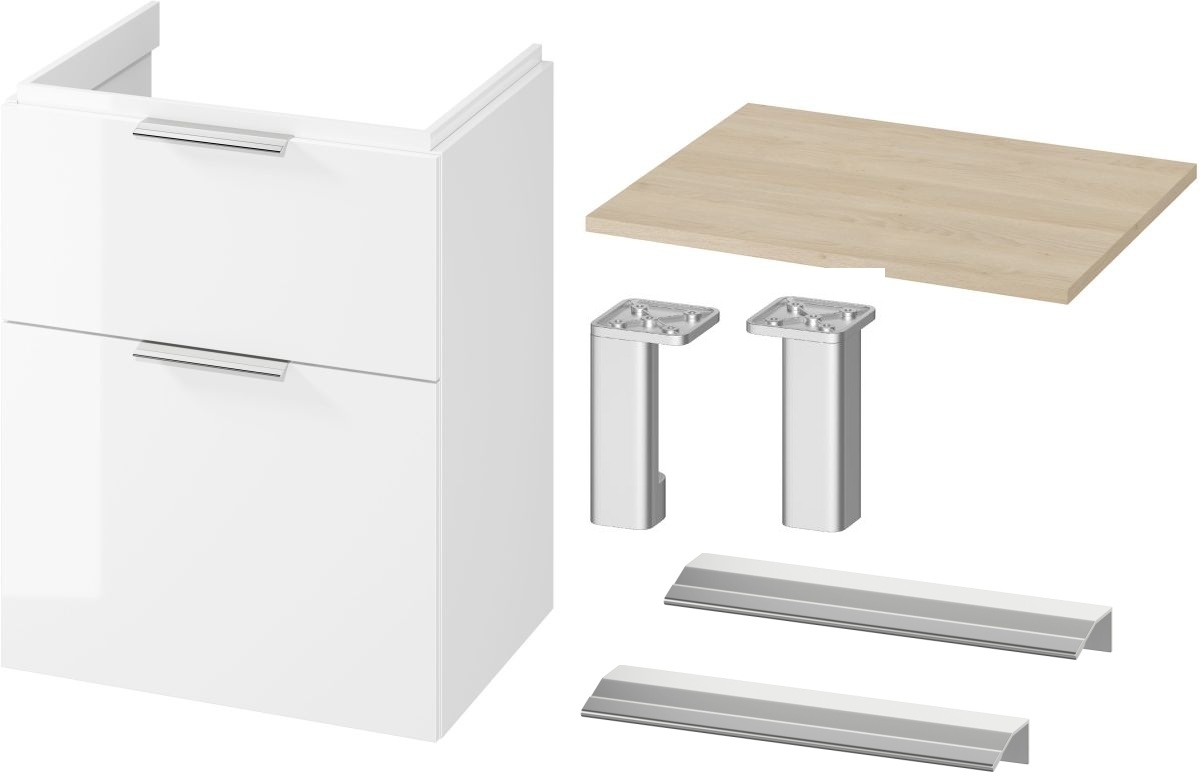 Darmowa Dostawa - Szafka z blatem 59.4x44.7x72 cm podumywalkowa wisząca biała-dąb Cersanit City abset9149