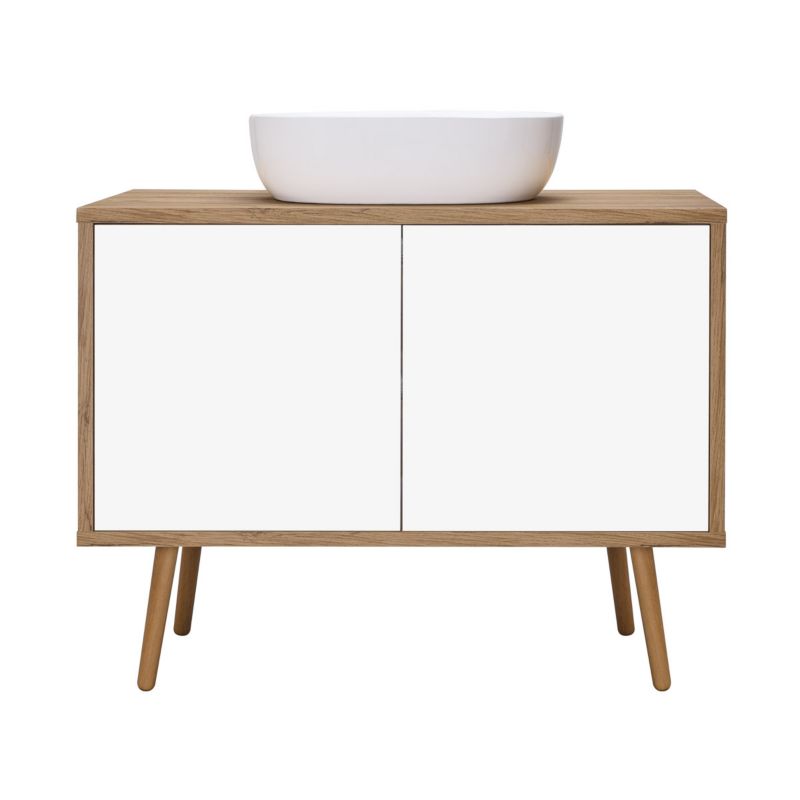 Szafka Oltens Hedvig 95x45x49,7 cm wisząca biała-dąb, bezuchwytowa, 1 szt.