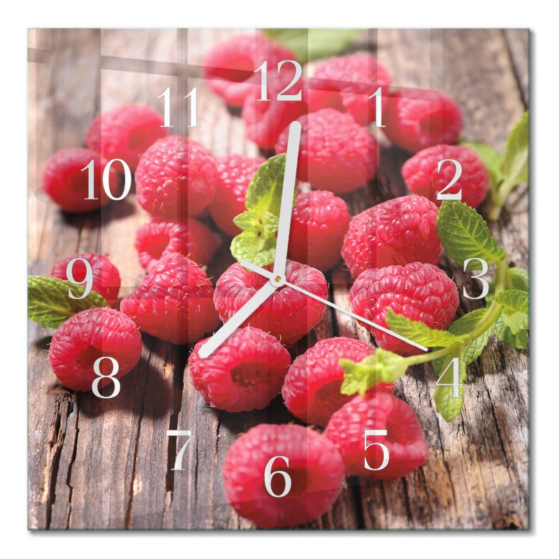 Zegar Ścienny Bez Tykania Tulup 30x30 cm z Białymi Wskazówkami Maliny 1 szt.
