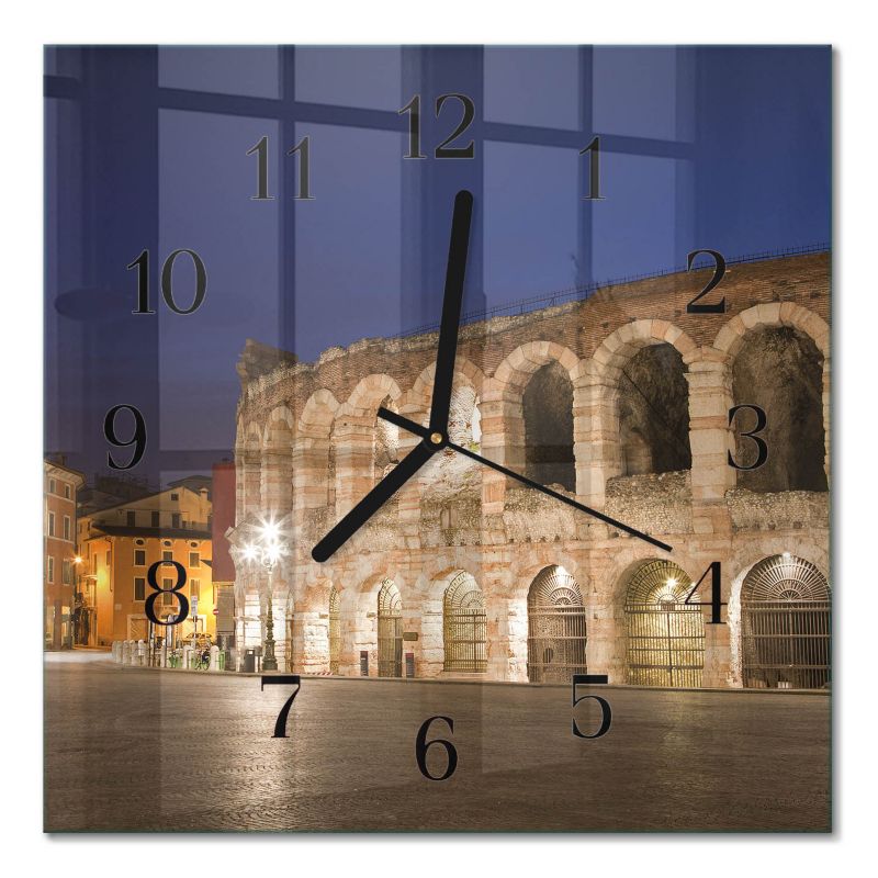 Zegar Ścienny Cichy Mechanizm Tulup 30x30 cm z Czarnymi Wskazówkami Światło Nocne 1 szt.