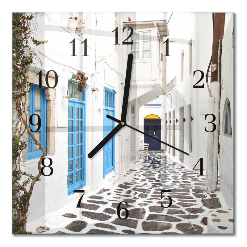 Zegar Ścienny Cichy Mechanizm Tulup 30x30 cm z Czarnymi Wskazówkami Santorini 1 szt.