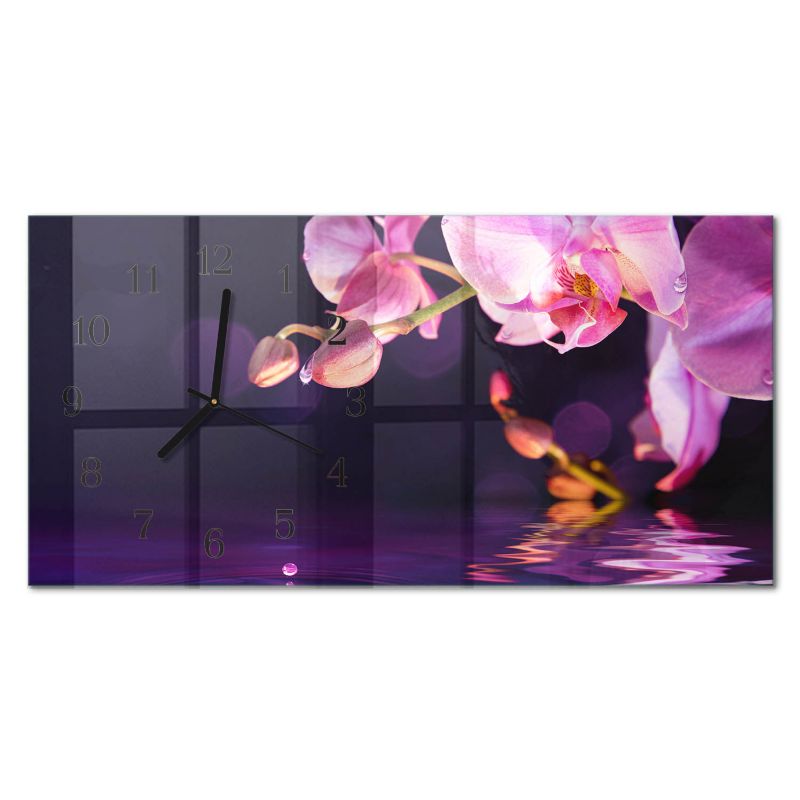Zegar Ścienny Do Kuchni Tulup 60x30 cm z Czarnymi Wskazówkami Orchidea 1 szt.