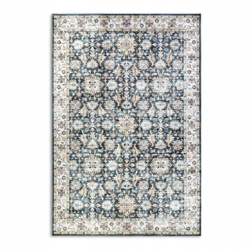 Dywan Elle Decor orientalny do salonu 200x290cm, kremowo niebieski płasko tkany 1 szt.