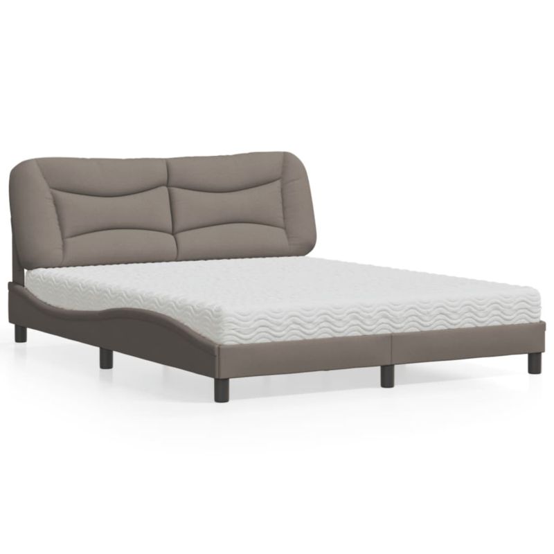 Łóżko z materacem taupe tkanina WaszeMeble 160x200 WM-3208545 1 szt.