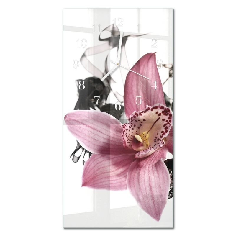 Dekoracyjny Zegar Ścienny Tulup 30x60 cm z Białymi Wskazówkami Orchidea 1 szt.