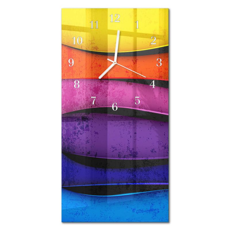 Zegar Ścienny Tulup 30x60 cm z Białymi Wskazówkami Kolorowe Paski 1 szt.