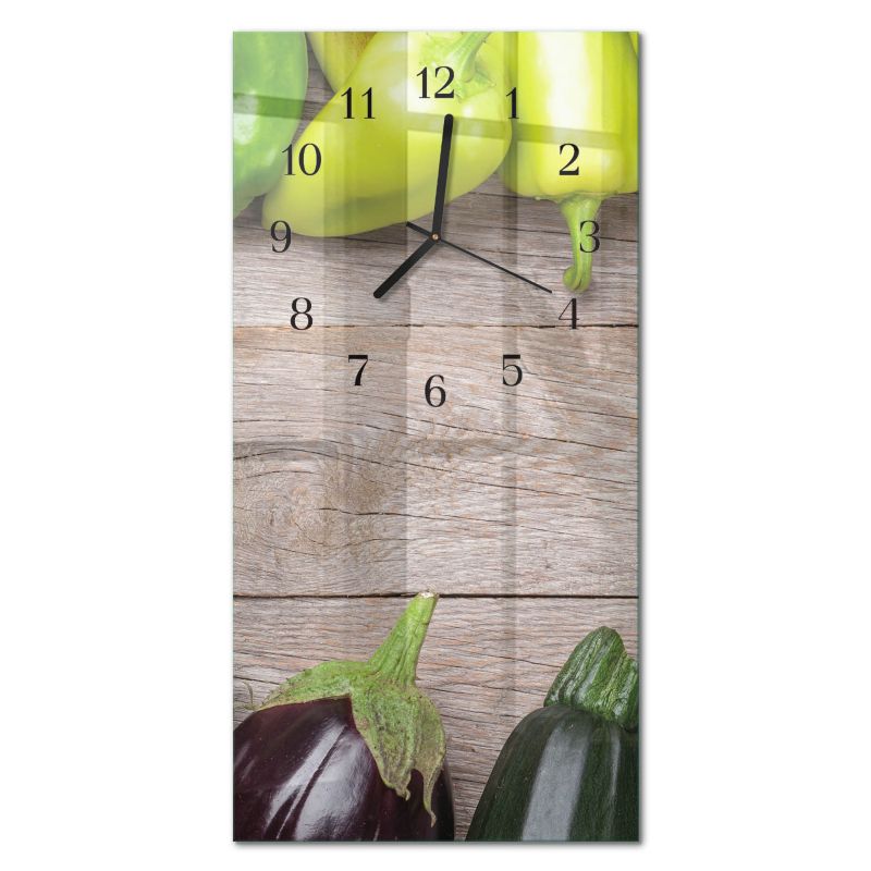 Designerski Zegar Ścienny Tulup 30x60 cm z Czarnymi Wskazówkami Stół Warzywny 1 szt.