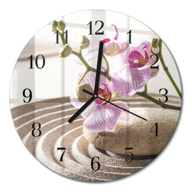 Zegar Ścienny Nowoczesny Tulup fi30 cm z Czarnymi Wskazówkami Orchidea Piaskowa 1 szt.