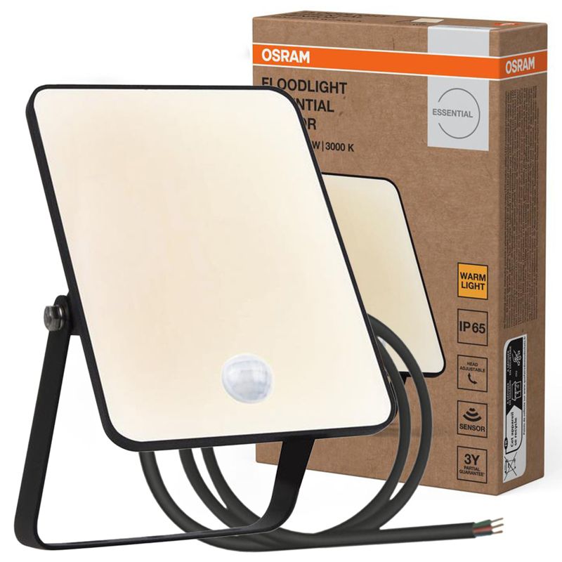 Naświetlacz Essentials LED Osram Halogen Zewnętrzny Reflektor z Czujnikiem Ruchu i Zmierzchu 20W 3000K 1800lm 1 szt.