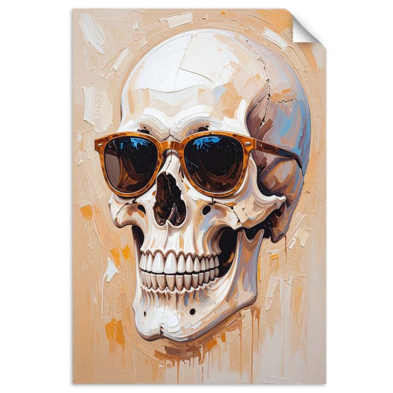 Naklejka na ścianę do salonu sypialni Feeby Czaszka w okularach efekt farby 30x45cm 1szt