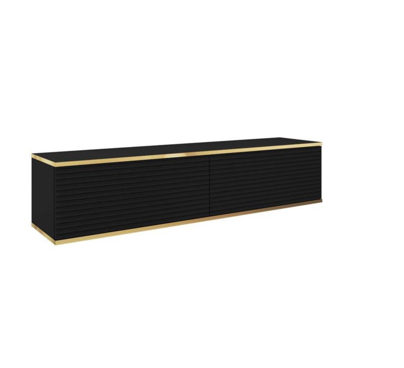 Szafka rtv dwudrzwiowa wisząca Bettso Oro 135 cm lamelowane fronty czarny 1szt.