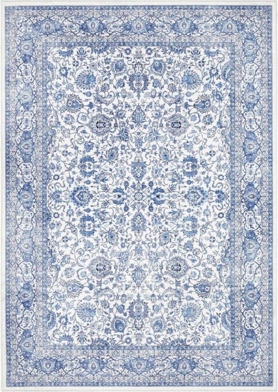 Dywan Elle Decor płasko tkany do salonu 80x150cm,orientalny niebiesko kremowy wzór 1 szt.