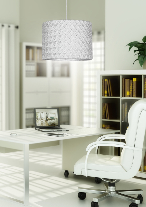 Biała lampa wisząca sufitowa z regulacją wysokości do salonu SUSAN