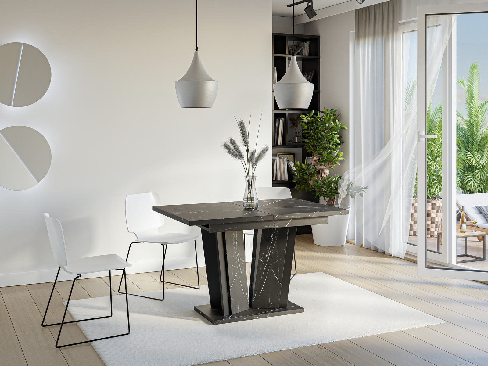 Prostokątny stół rozkładany do jadalni 160x80 cm DENOS czarny marmur