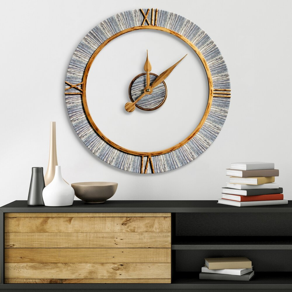 Zegar ścienny 60 cm brązowy dekoracyjny żelazo MDF na baterię