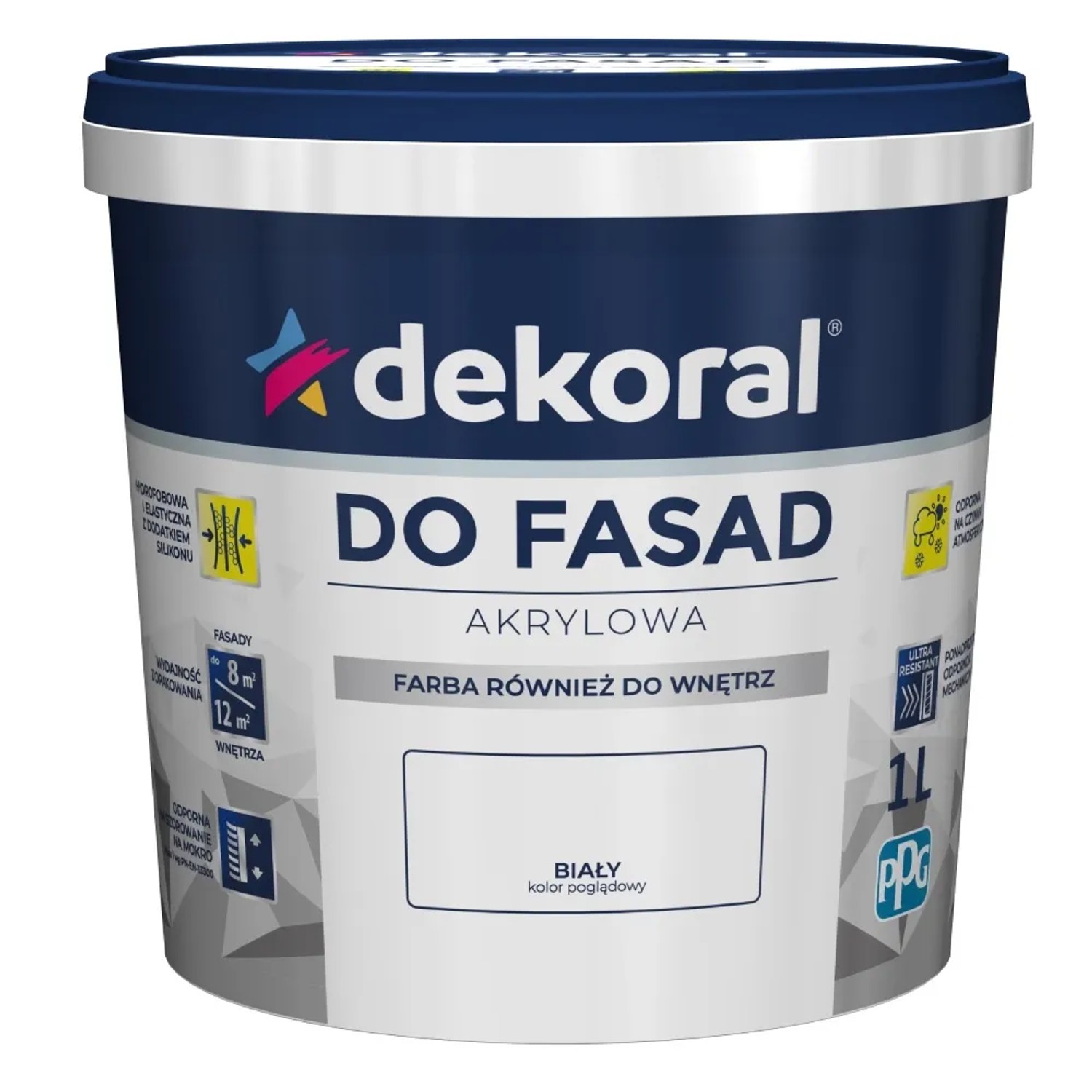 Farba elewacyjna Dekoral Polinit do fasad 1 l biała