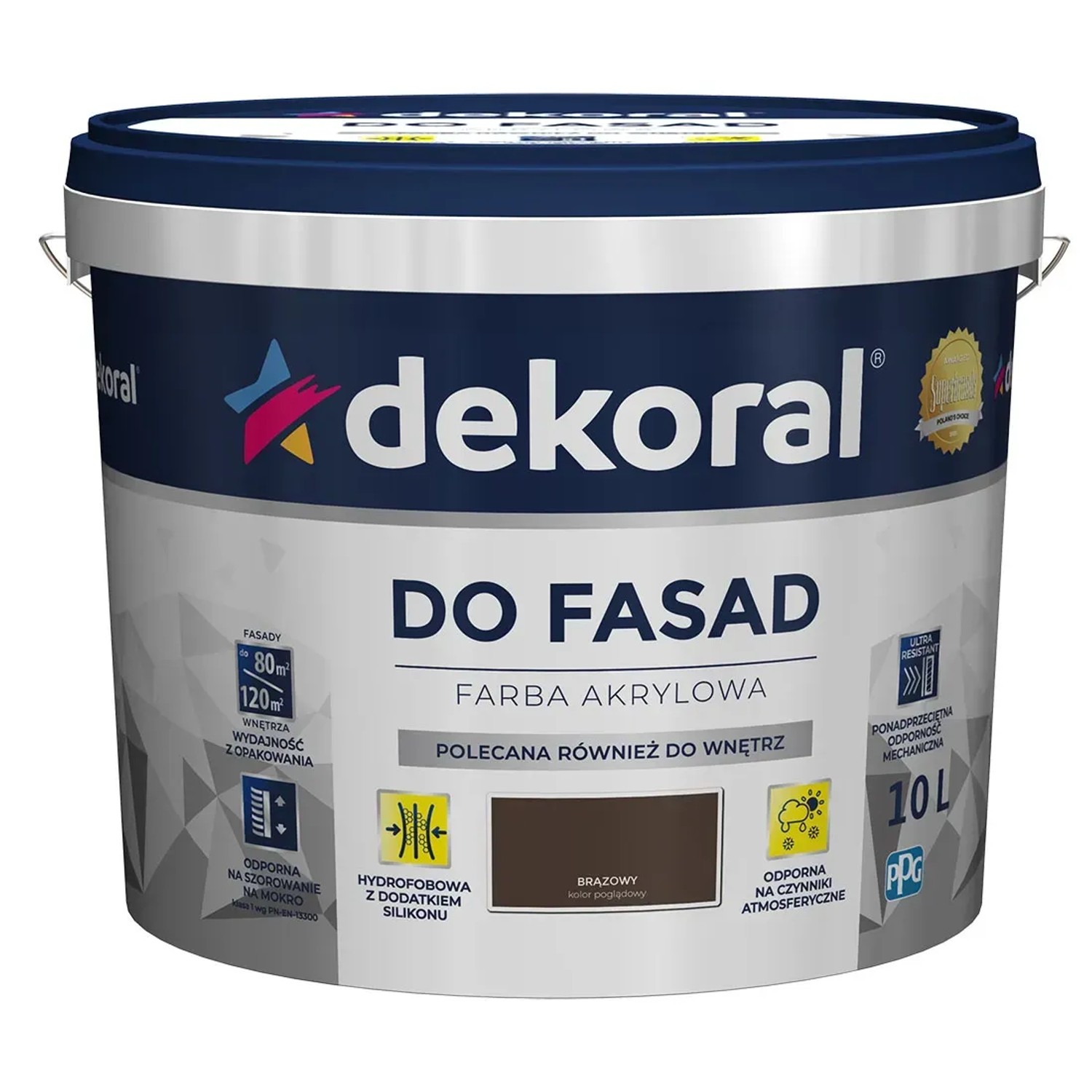 Farba elewacyjna Dekoral Polinit do fasad 10 l brązowa