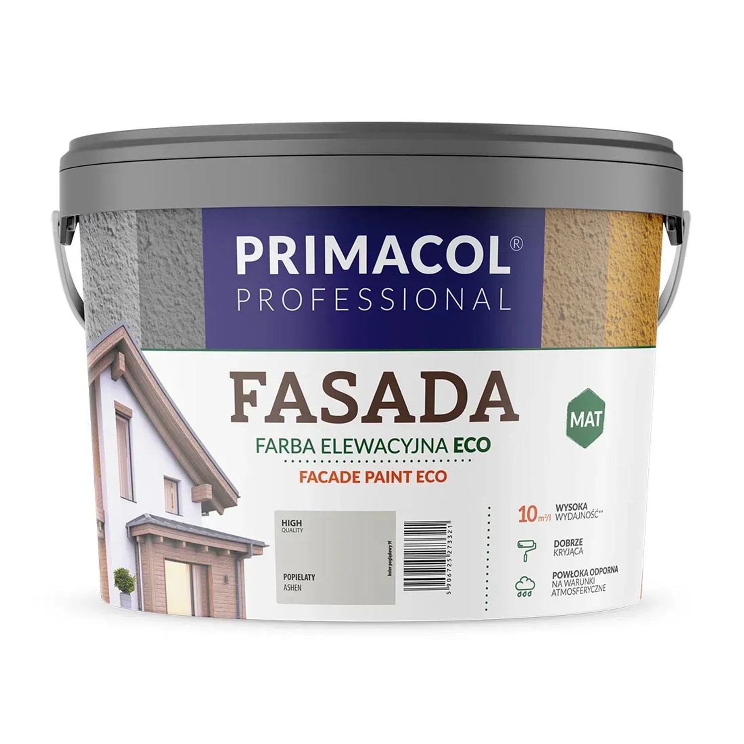 Farba elewacyjna Primacol Fasada Eco 9 l popielata
