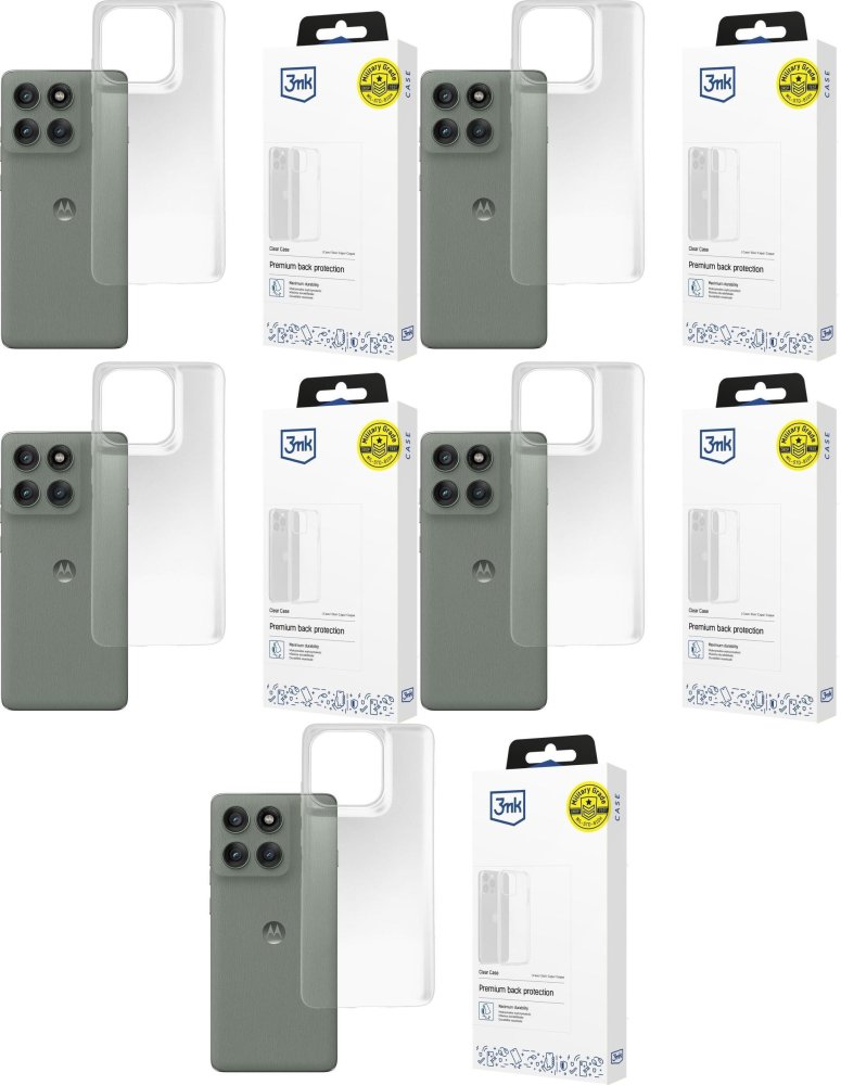 5x Etui na telefon 3mk Armor Case, pancerne, do Motorola Edge 60 Pro, transparentny