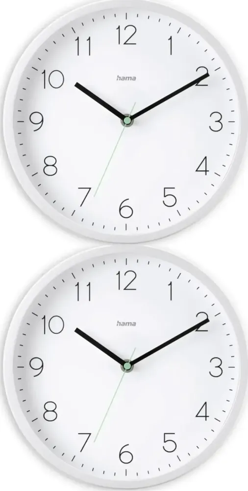 2x Zegar ścienny Hama Menorca, sterowany radiowo (DCF), 25cm, biały