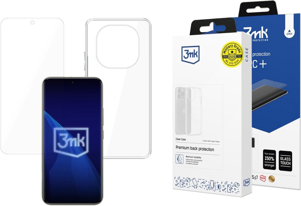 Zestaw: Etui na telefon Clear Case + Folia ochronna na telefon 3mk ARC+ do Xiaomi Redmi Note 15 Pro+ 5G