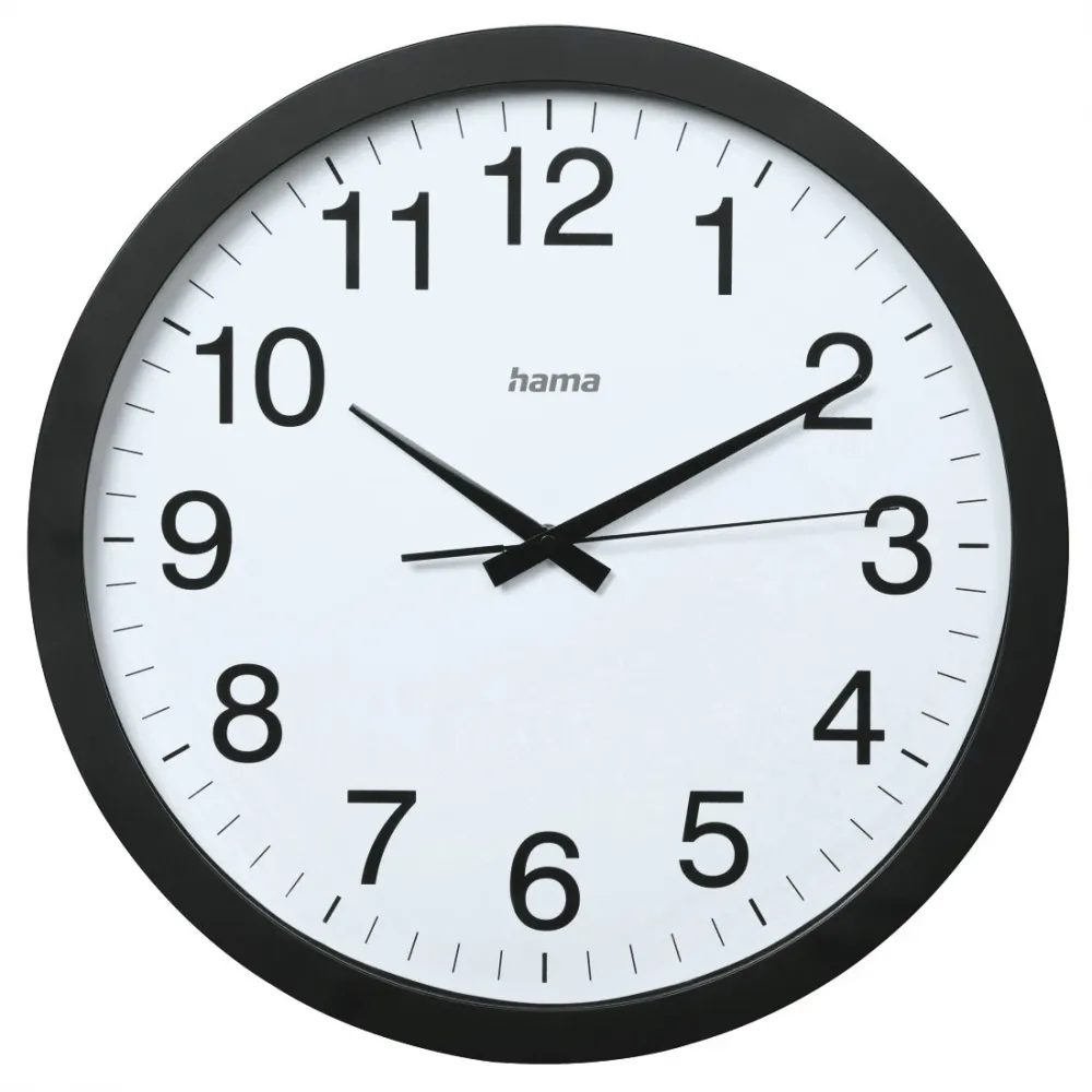 Zegar ścienny Hama PG-400 Jumbo Aruba, średnica 40 cm, tarcza kolor biały, obudowa kolor czarny