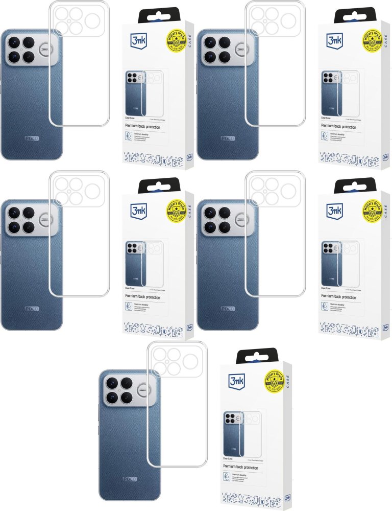 5x Etui na telefon 3mk Clear Case, do Poco F8 Ultra, transparentny