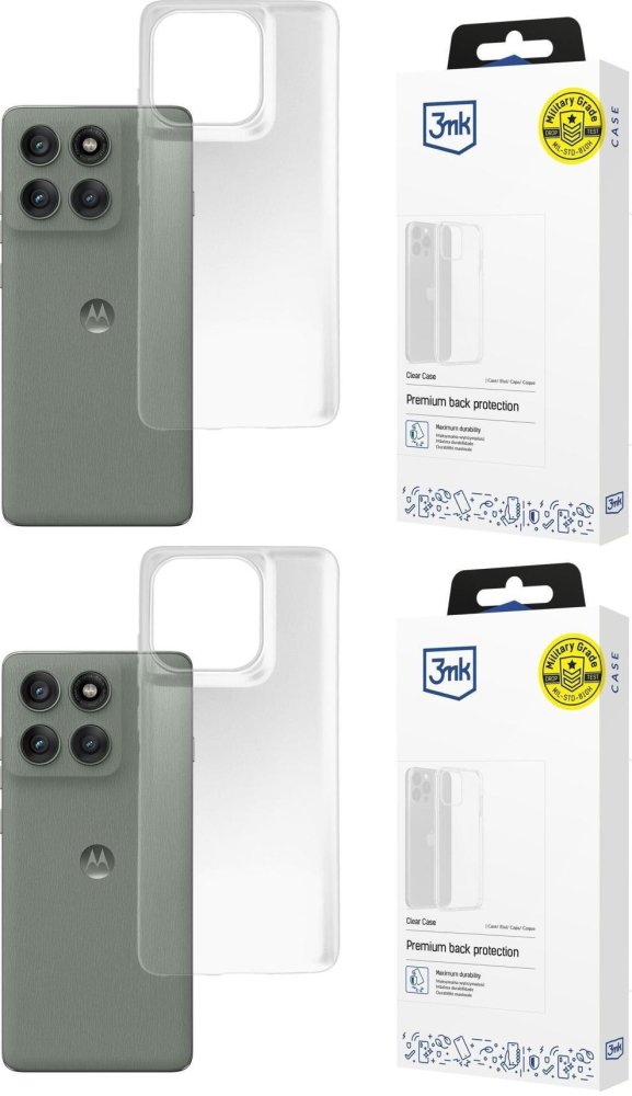 2x Etui na telefon 3mk Armor Case, pancerne, do Motorola Edge 60 Pro, transparentny