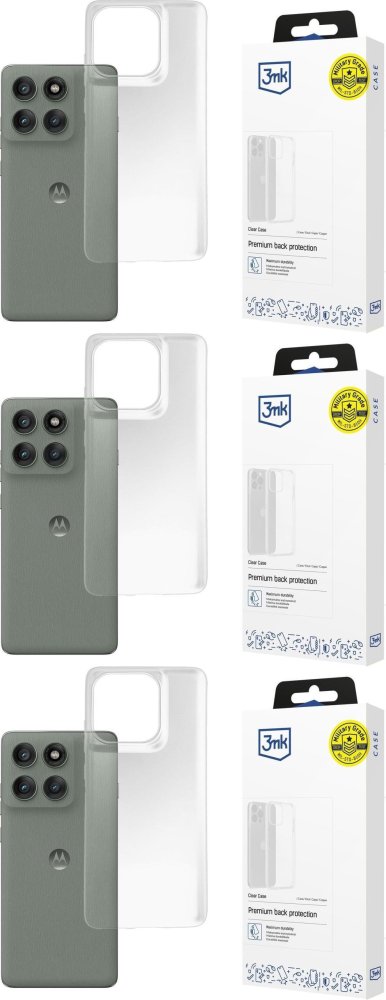 3x Etui na telefon 3mk Armor Case, pancerne, do Motorola Edge 60 Pro, transparentny