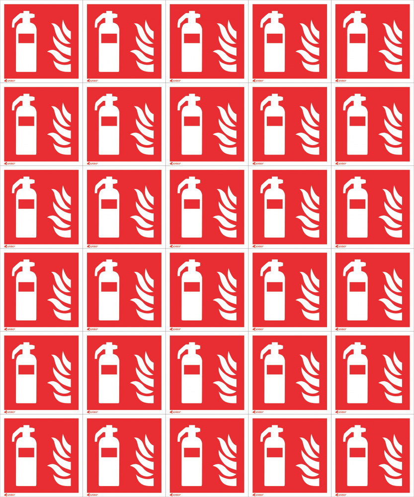 30x Naklejka informacyjna Anro, Z-F001-FS, "Gaśnica", 150x150mm