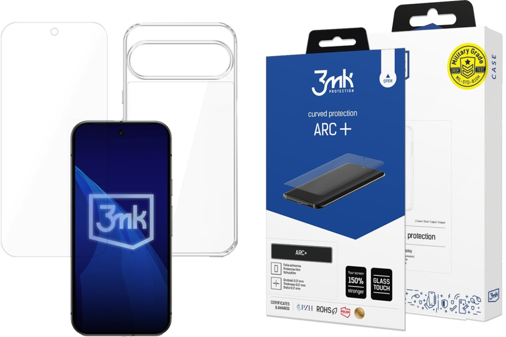 Zestaw: Etui na telefon Armor Case + Folia ochronna na telefon 3mk ARC+, do Google Pixel 10/ Google Pixel 10 Pro