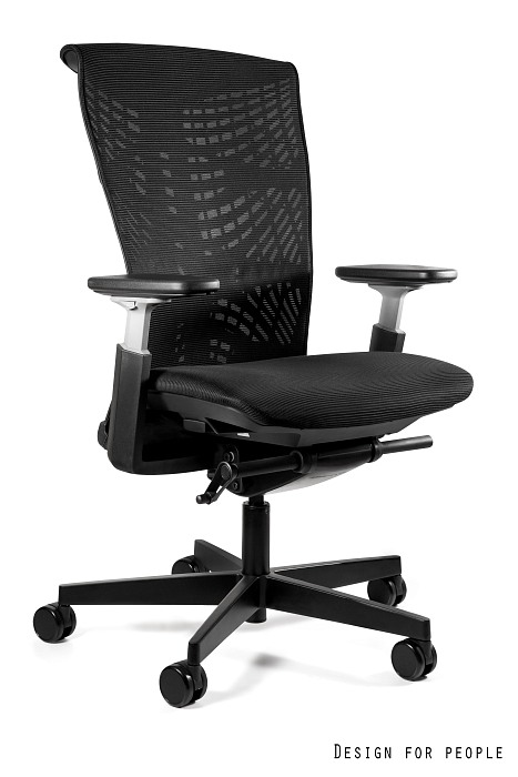 Fotel biurowy Reya M, ergonomiczny, obrotowy, regulowane podłokietniki, siatka, czarny
