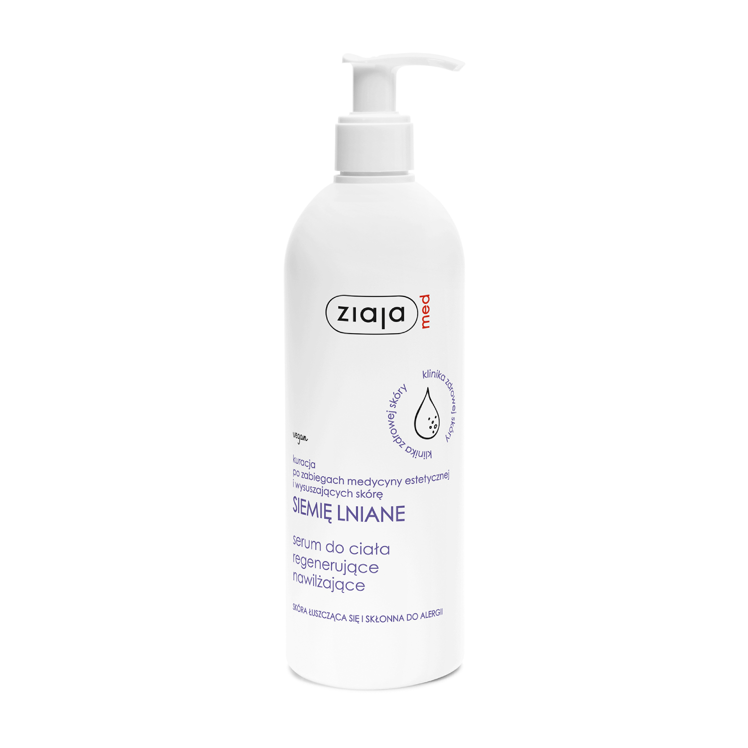 Ziaja med - kuracja siemieniem lnianym serum do ciała regenerujące nawilżające, 400 ml