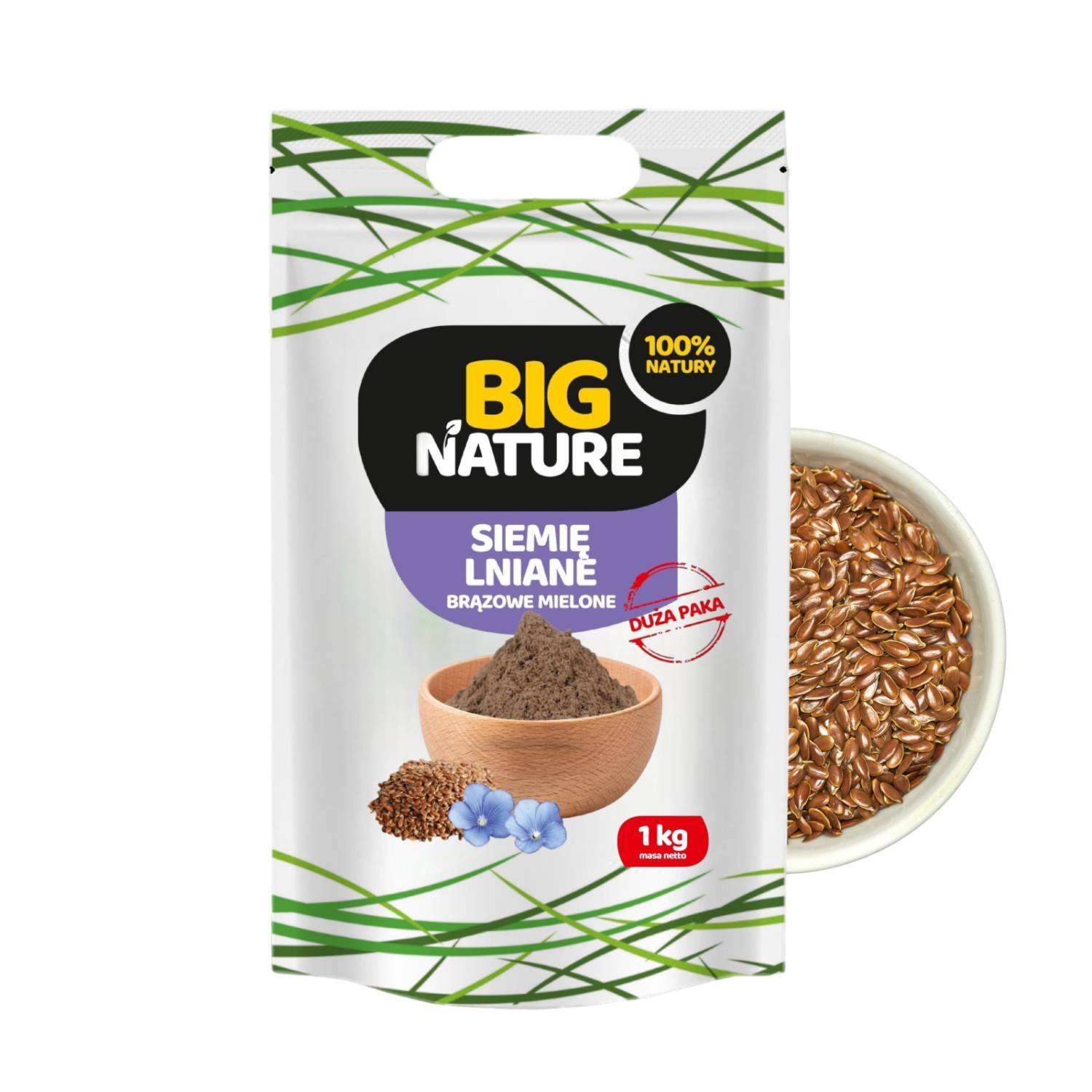 Big nature siemię lniane mielone brązowe, 1 kg