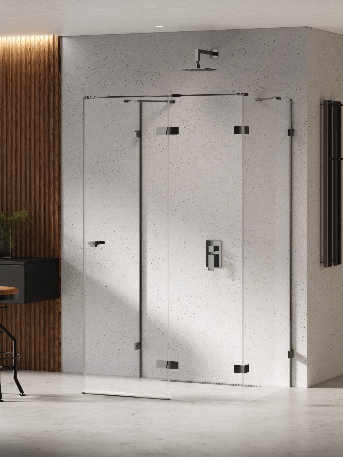 New Trendy Eventa Black Chrome kabina prysznicowa 100x90 cm prostokątna prawa czarny chrom połysk/szkło przezroczyste EXK-6263